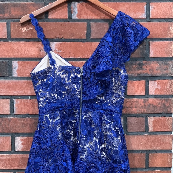 Alice + olivia Florrie Ruffle One-Shoulder Lace Dress - Picture 7 of 14